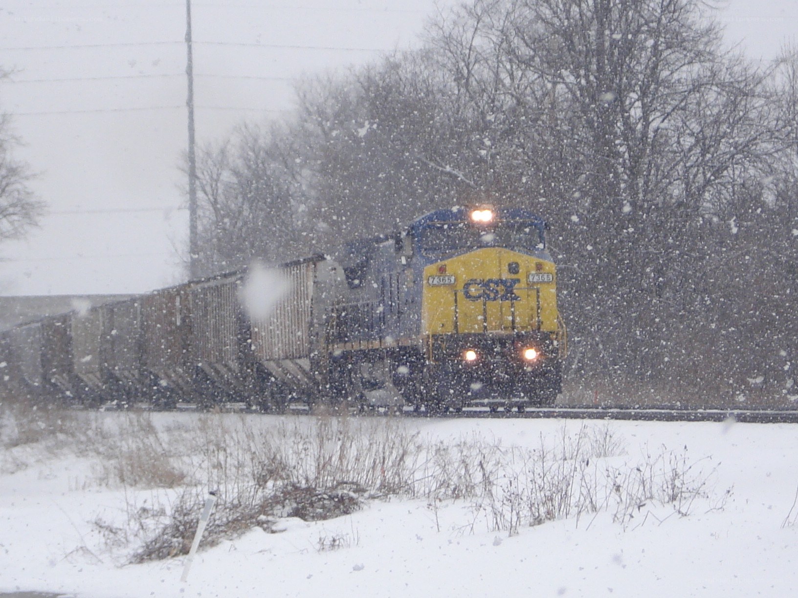 CSX train in snowstorm