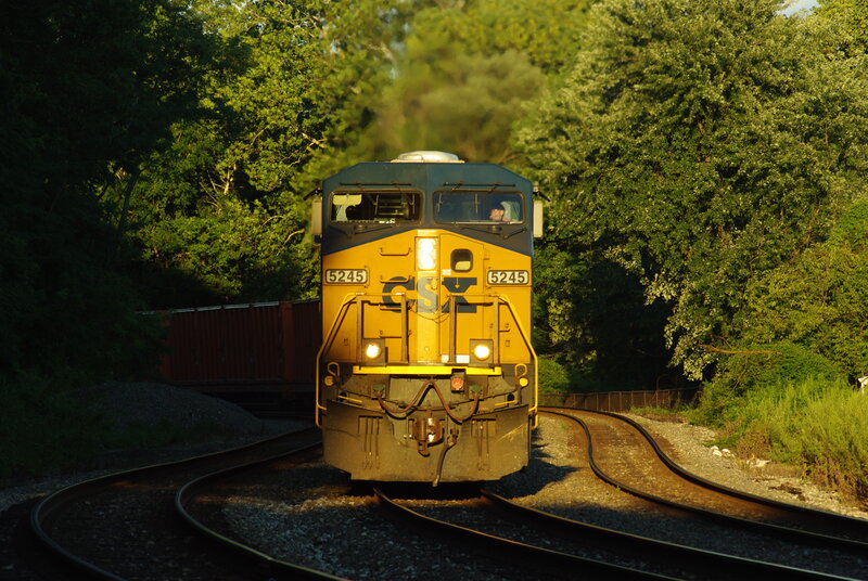 CSX train on curved tracks