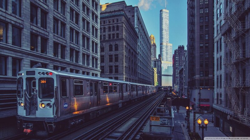 CTA Train on Elevated Tracks