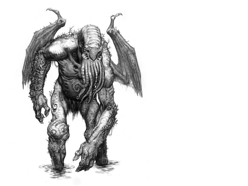 Cthulhu-like creature drawing
