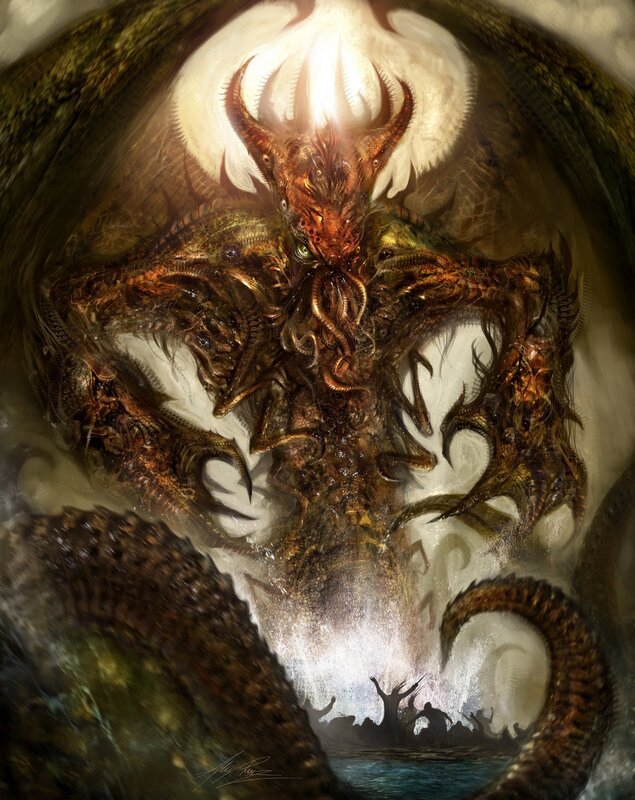 Cthulhu-like creature in cosmic horror