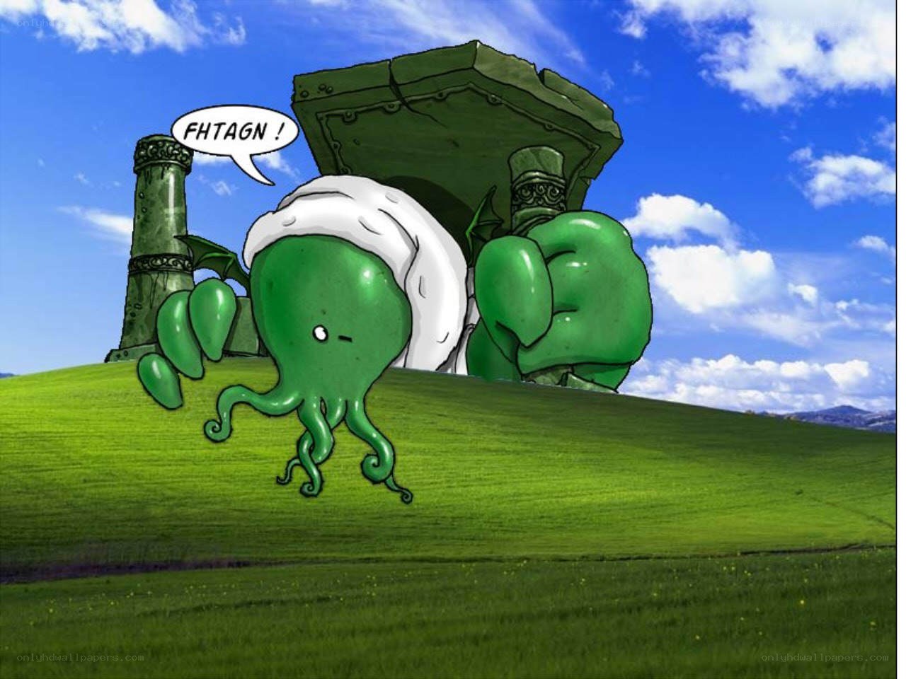 Cthulhu on a green hill