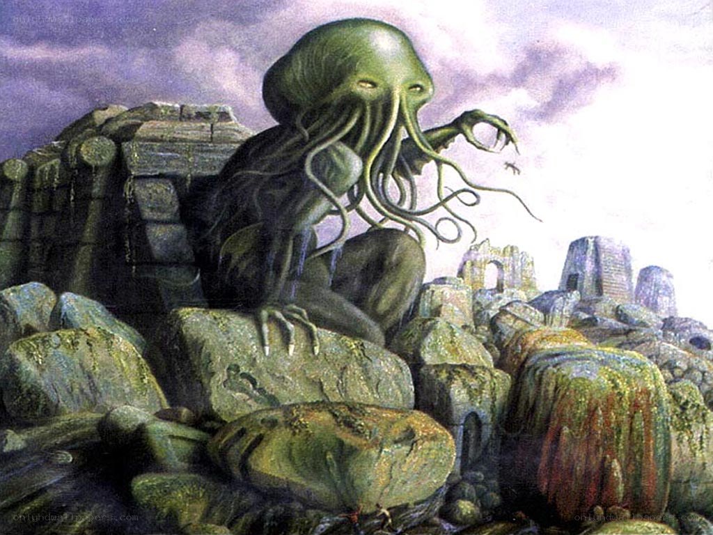 Cthulhu on a rocky shore
