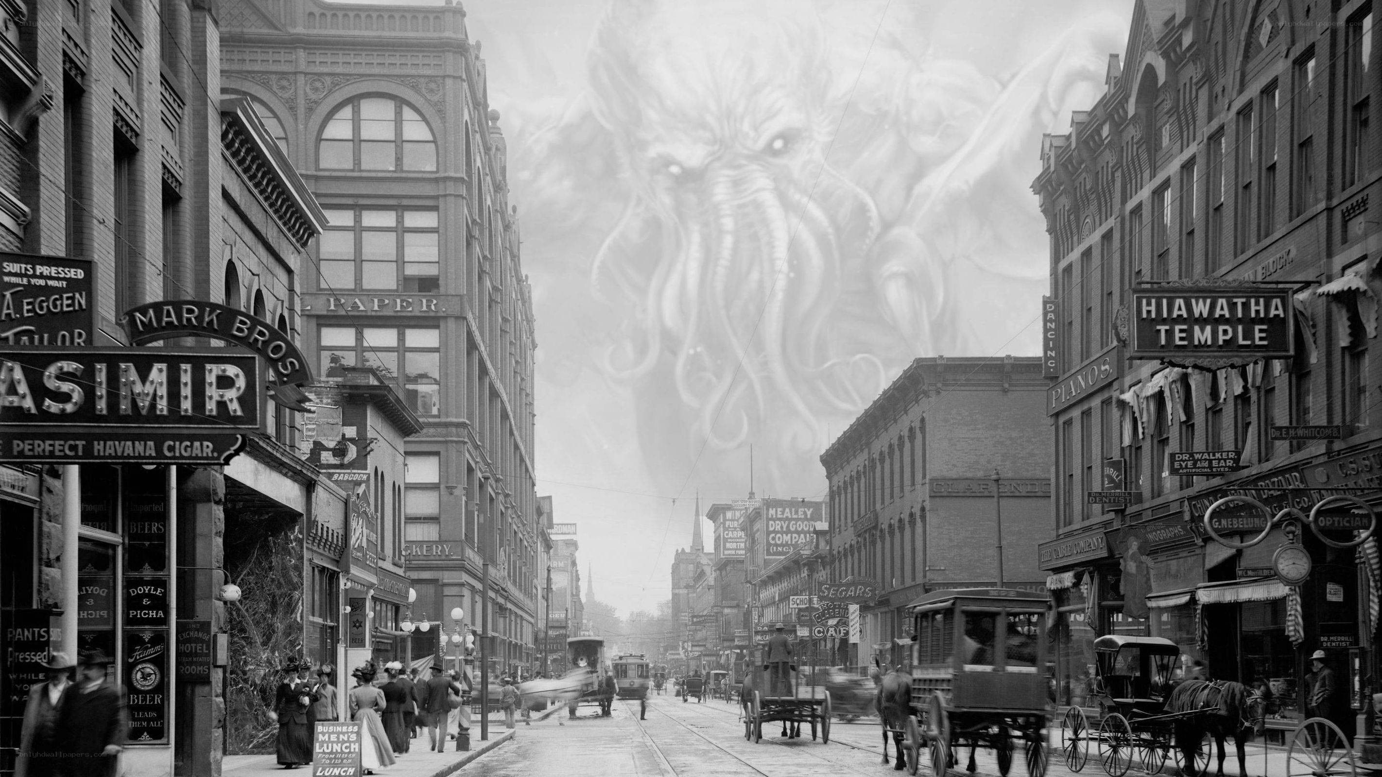 Cthulhu over a city street