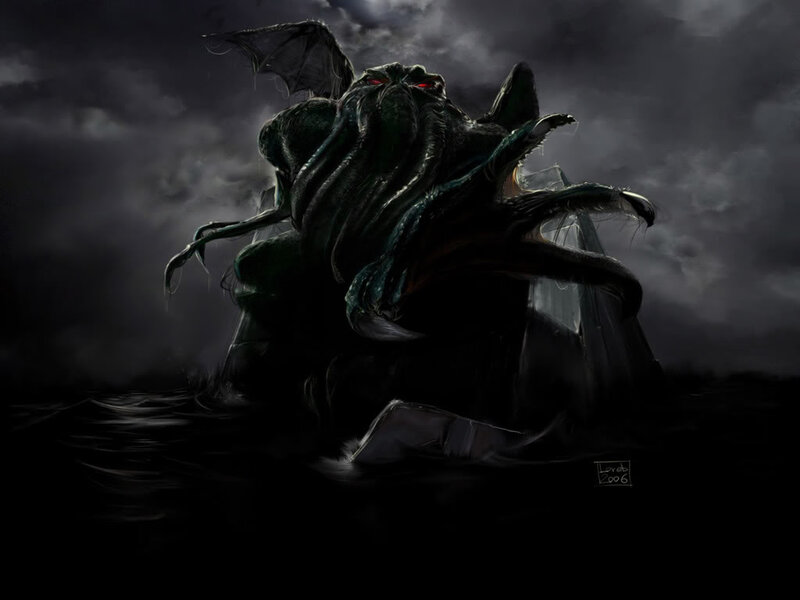 Cthulhu Rising from Sea