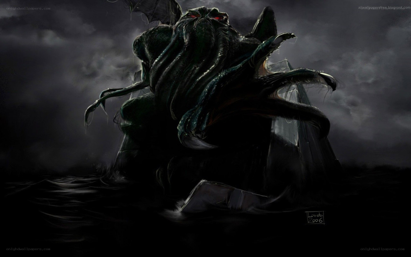 Cthulhu rising from the sea