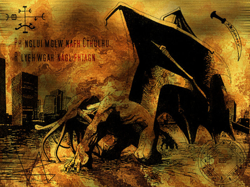 Cthulhu rising over a city