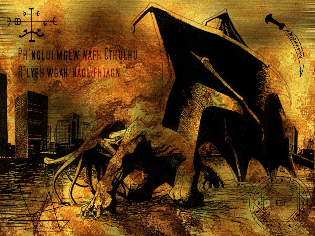 Cthulhu rising over a city