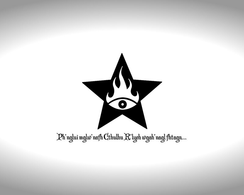 Cthulhu symbol with text