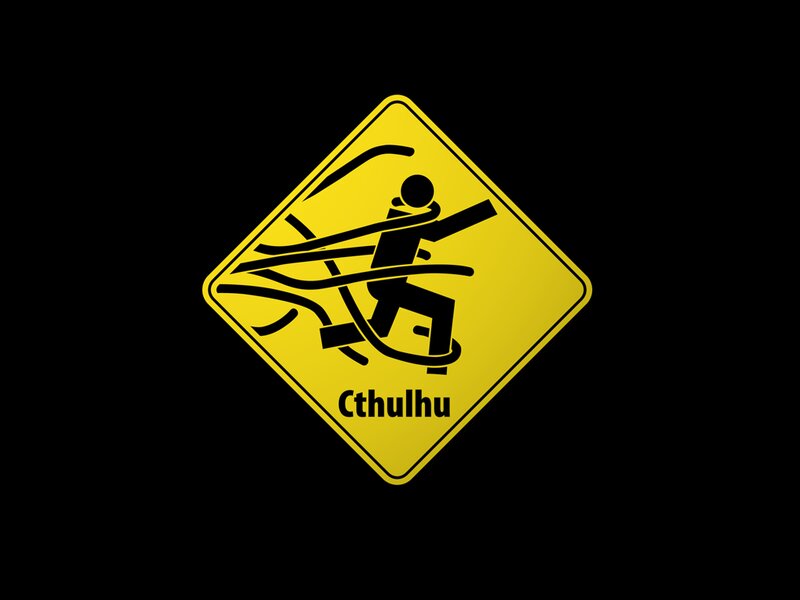 Cthulhu Warning Sign — Yellow