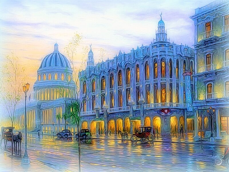 Cuban Buildings at Dusk