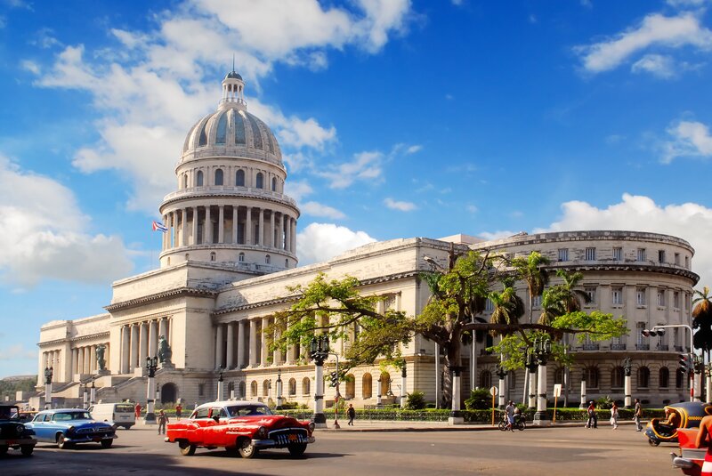 Cuban Capitol Building — Blue, Bright, Afternoon, Photograph