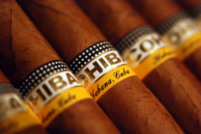 Cuban cigars in a row