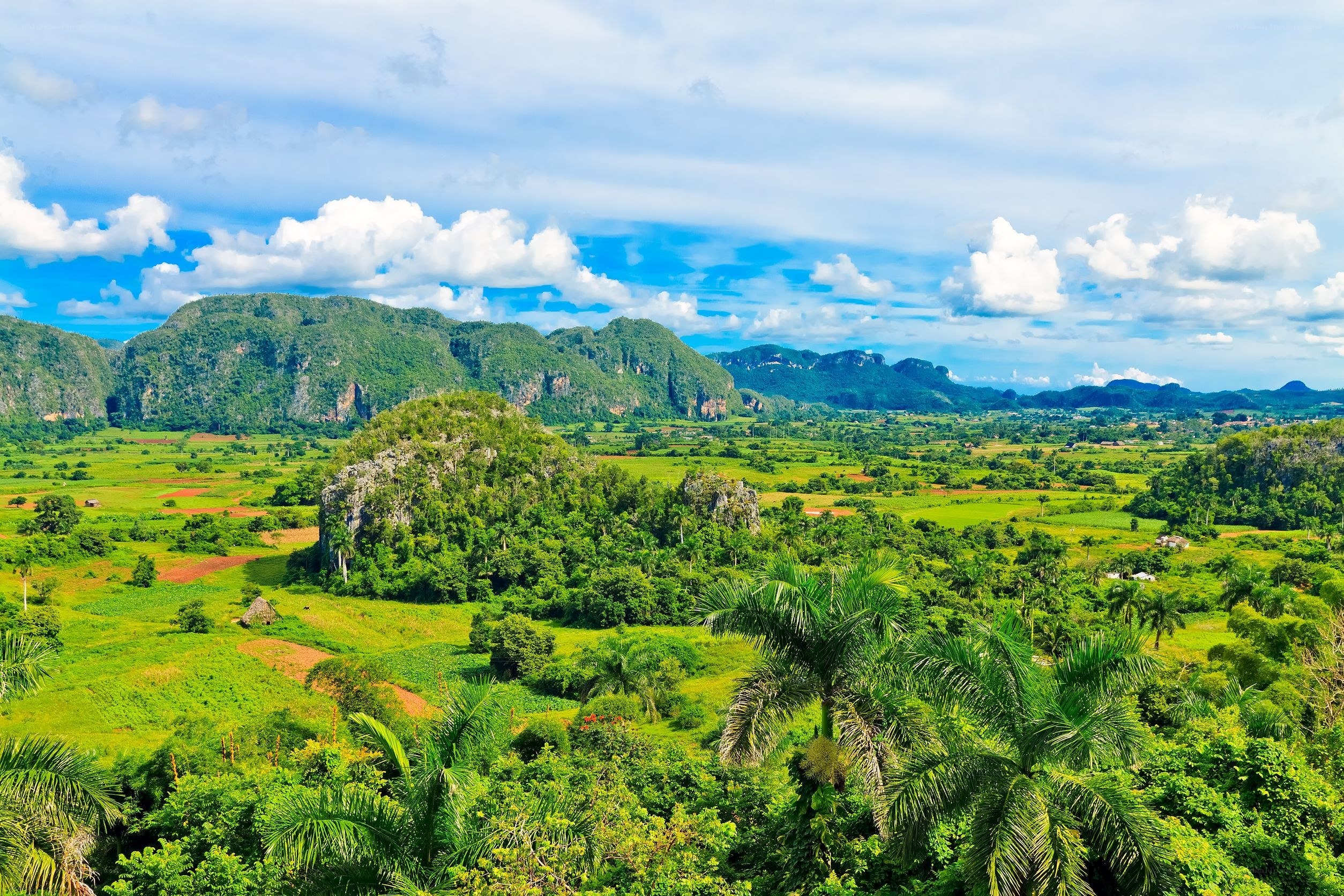 Cuban landscape with karst hills