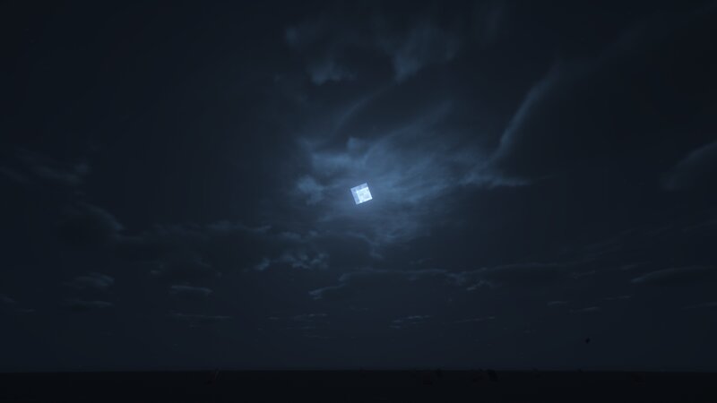 Cube Moon in Night Sky
