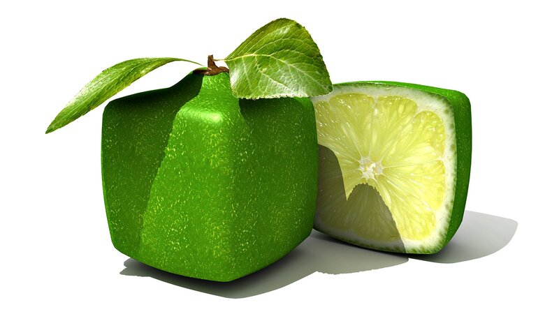 cube-shaped lime fruit