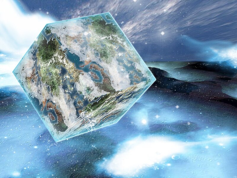 cube-shaped planet in space