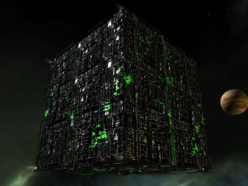 Cube-shaped Space Station — Black