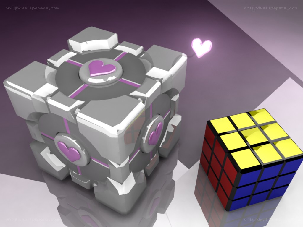 Cube with heart symbols