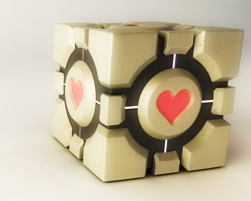 Cube with Heart Symbols — Beige, Neutral