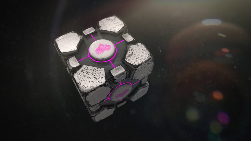 Cube with Heart Symbols — Black