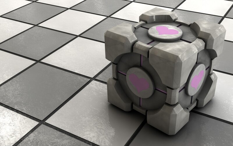 Cube with Heart Symbols — Gray