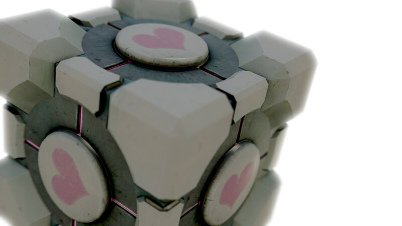 Cube with Heart Symbols — White, Neutral, 3d Render, Heart Symbol, White Cube, Mechanical Parts