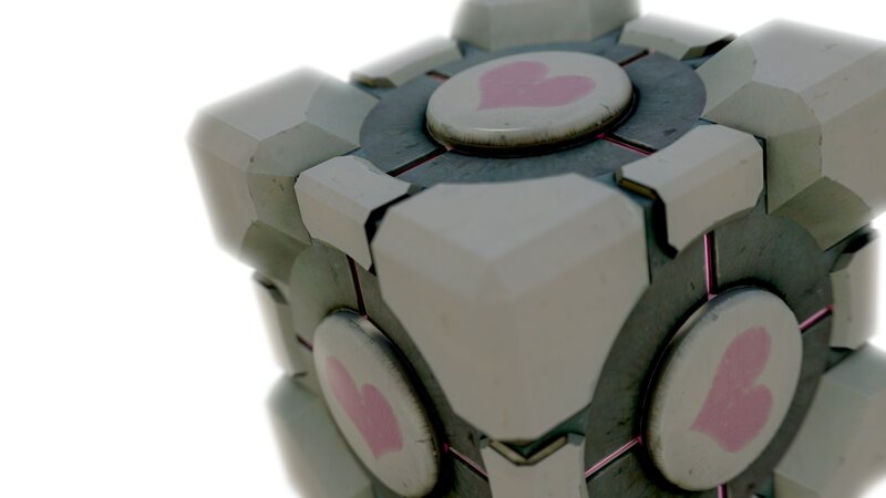 Cube with Heart Symbols — White, Neutral, 3d Render