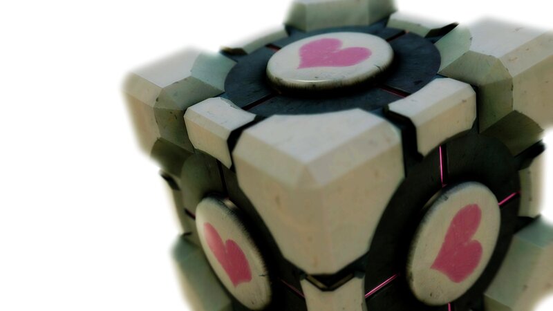 Cube with Heart Symbols — White, Neutral