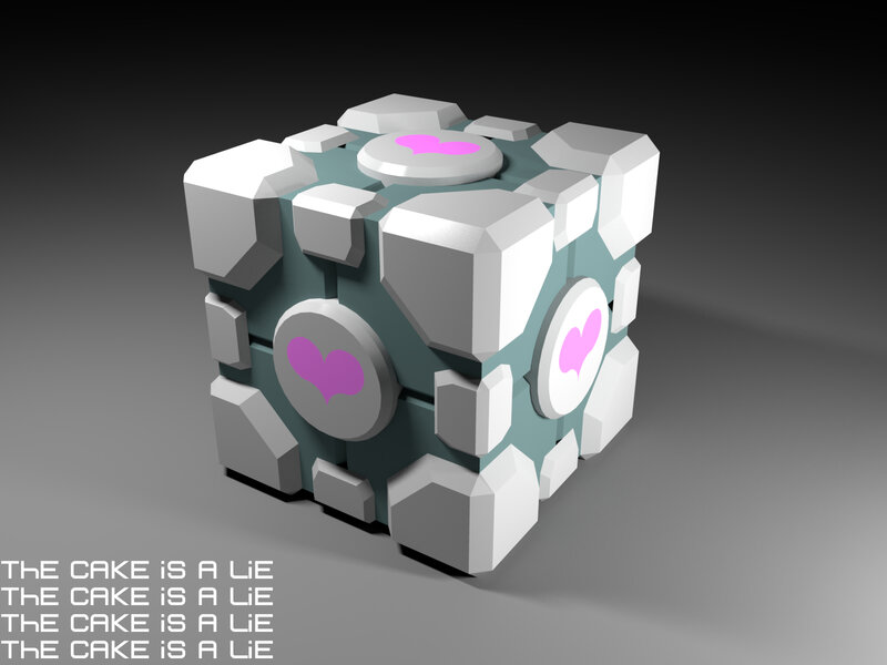 Cube with hearts and text