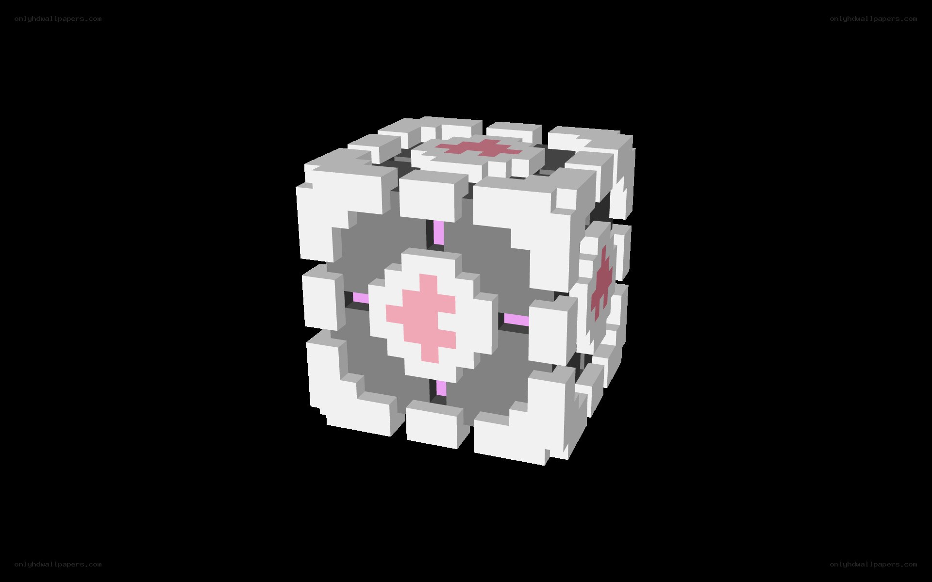 cube with pink crosses