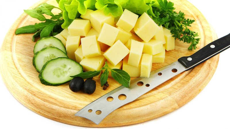 Cubed Cheese on Board
