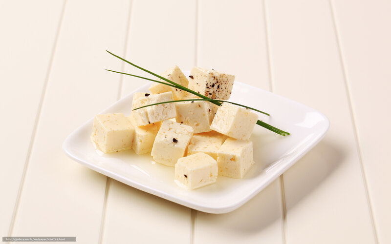 cubed cheese with chives