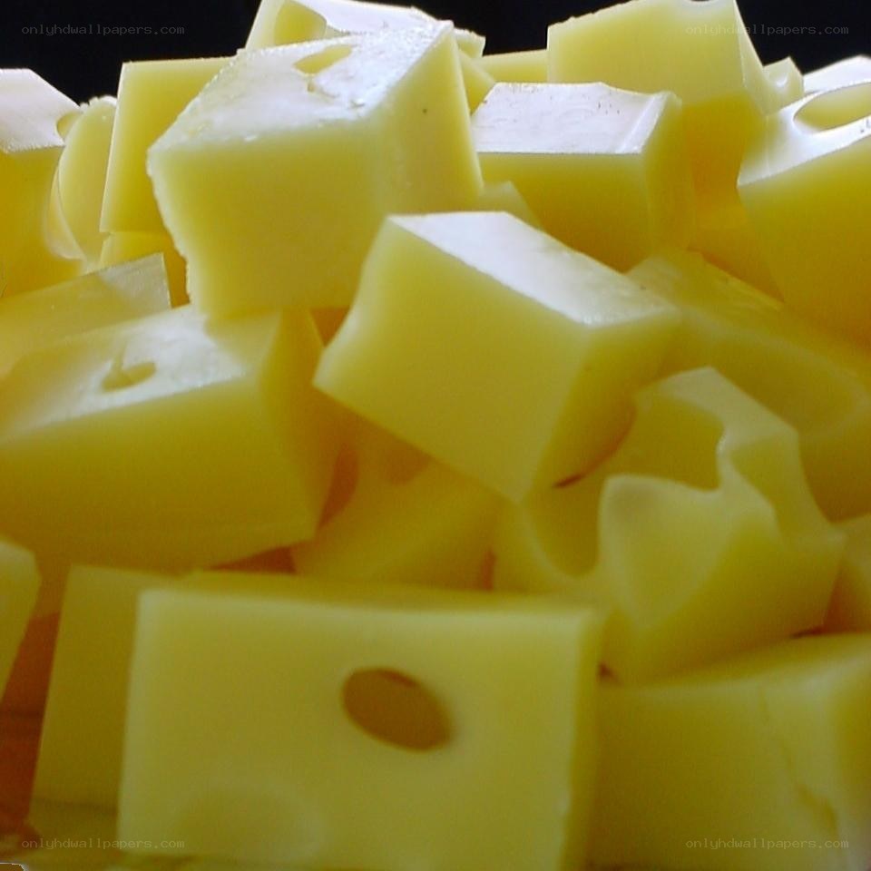 cubed cheese with holes