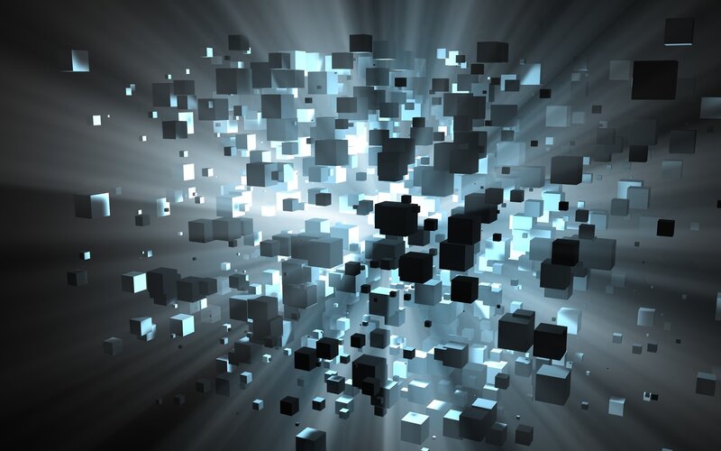 Cubes Exploding in Space — Black