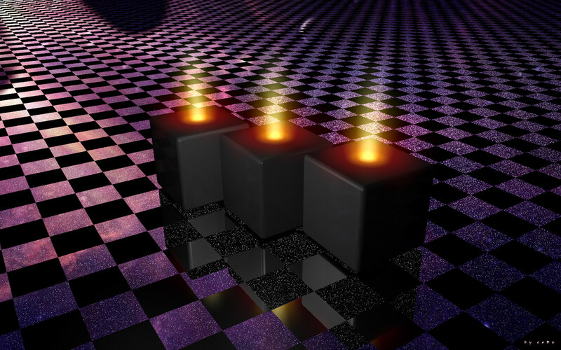 cubes on a checkered floor