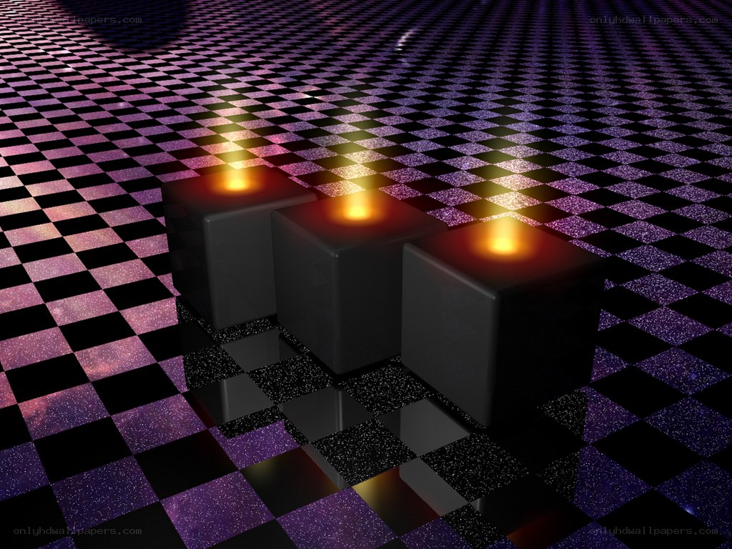 cubes on a checkered floor