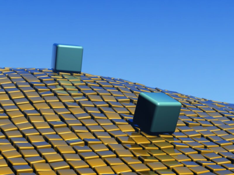 Cubes on a golden surface