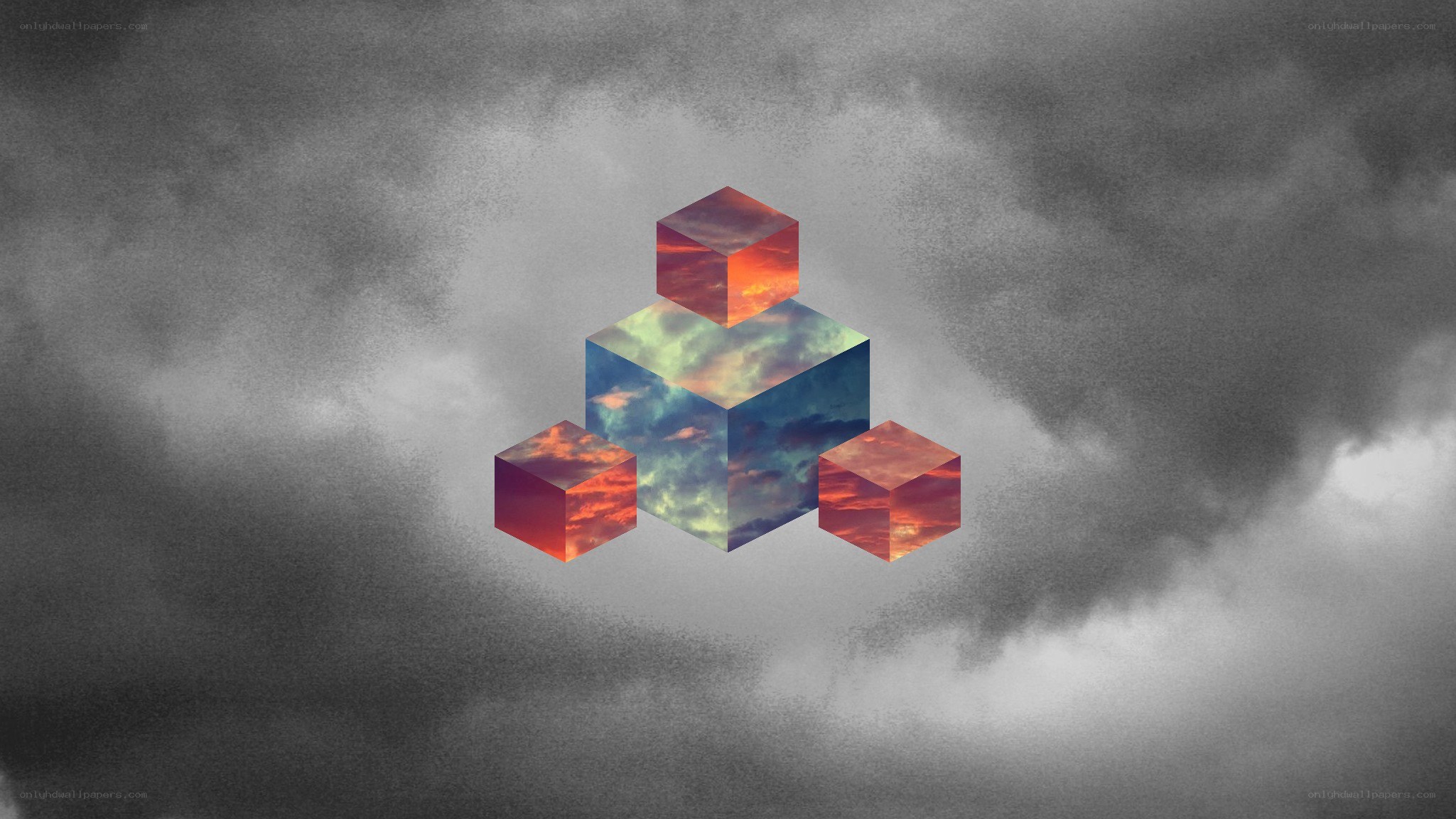 cubes with sky textures