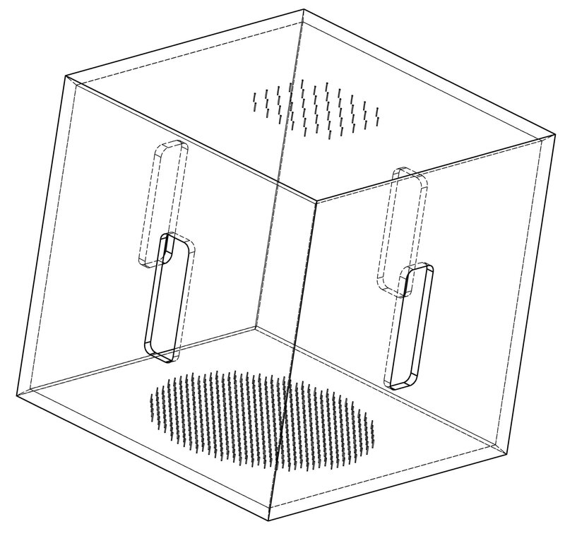 cubical container with handles