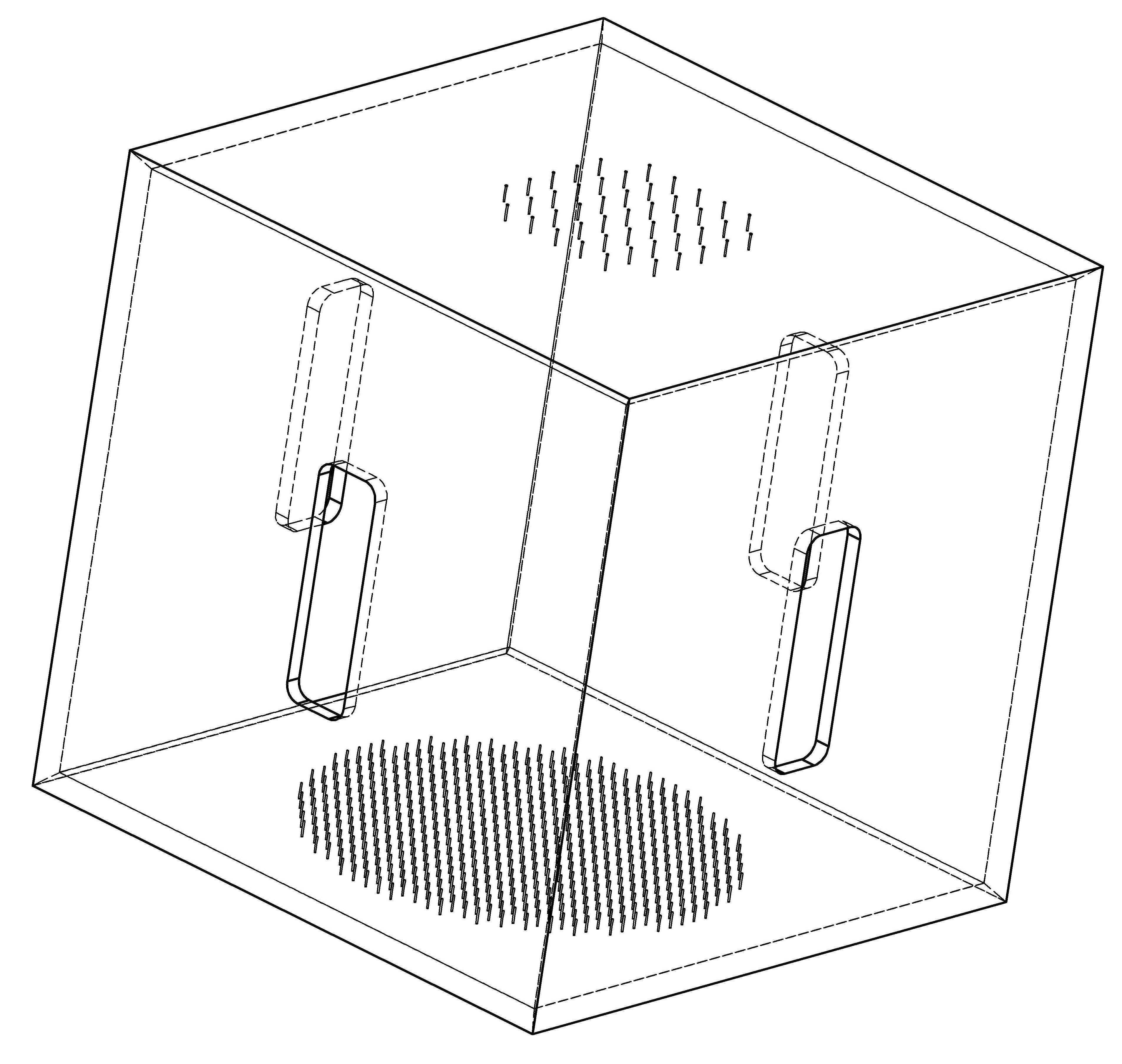 cubical container with handles