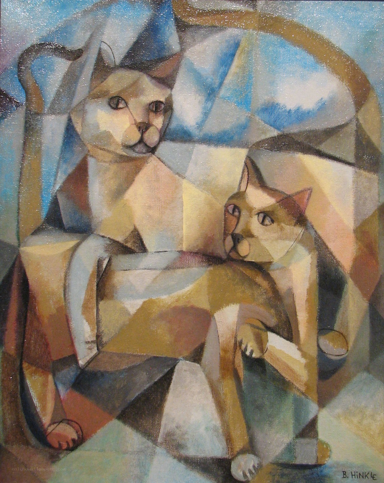 Cubist Cats Painting