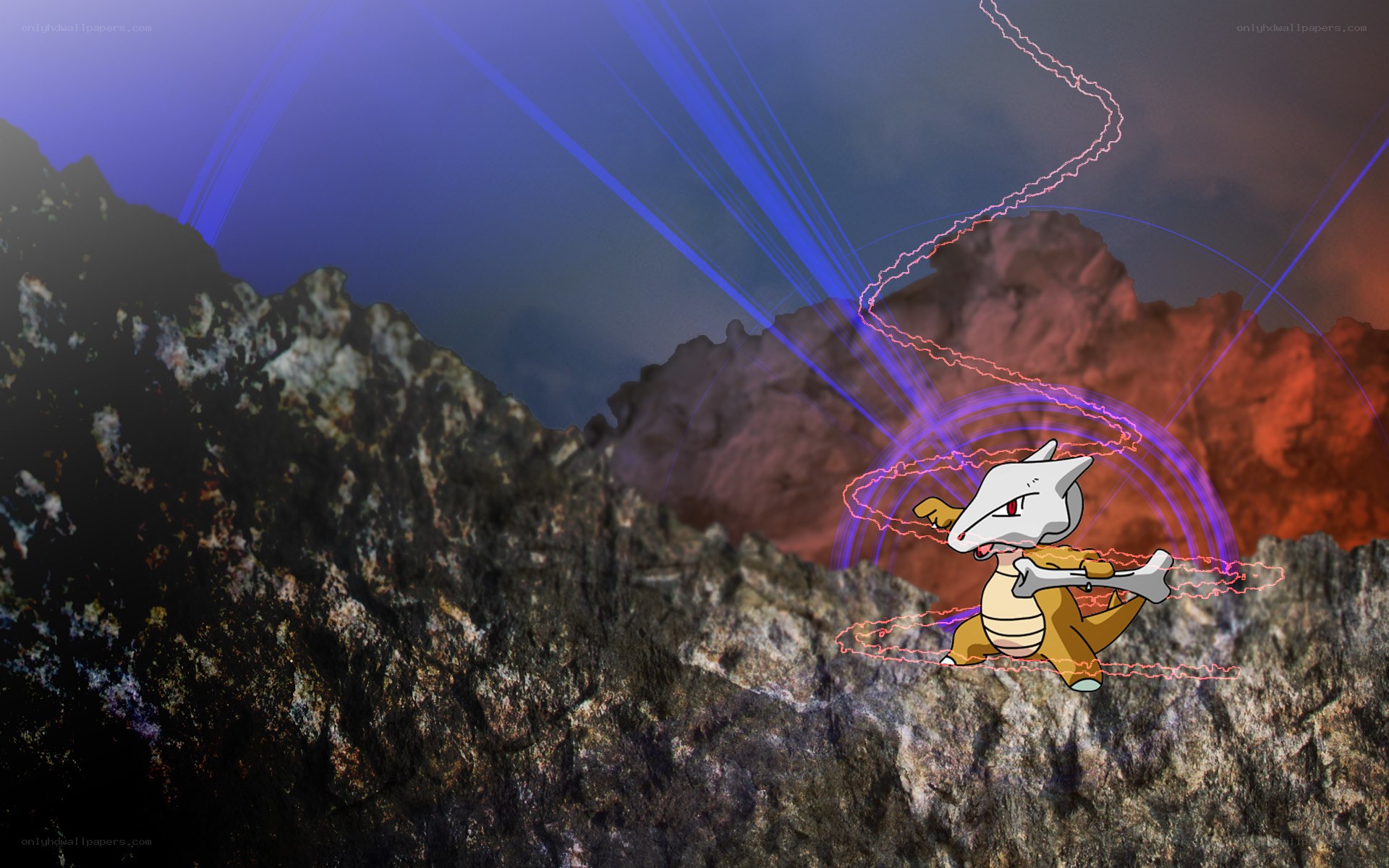 Cubone on a rocky cliff