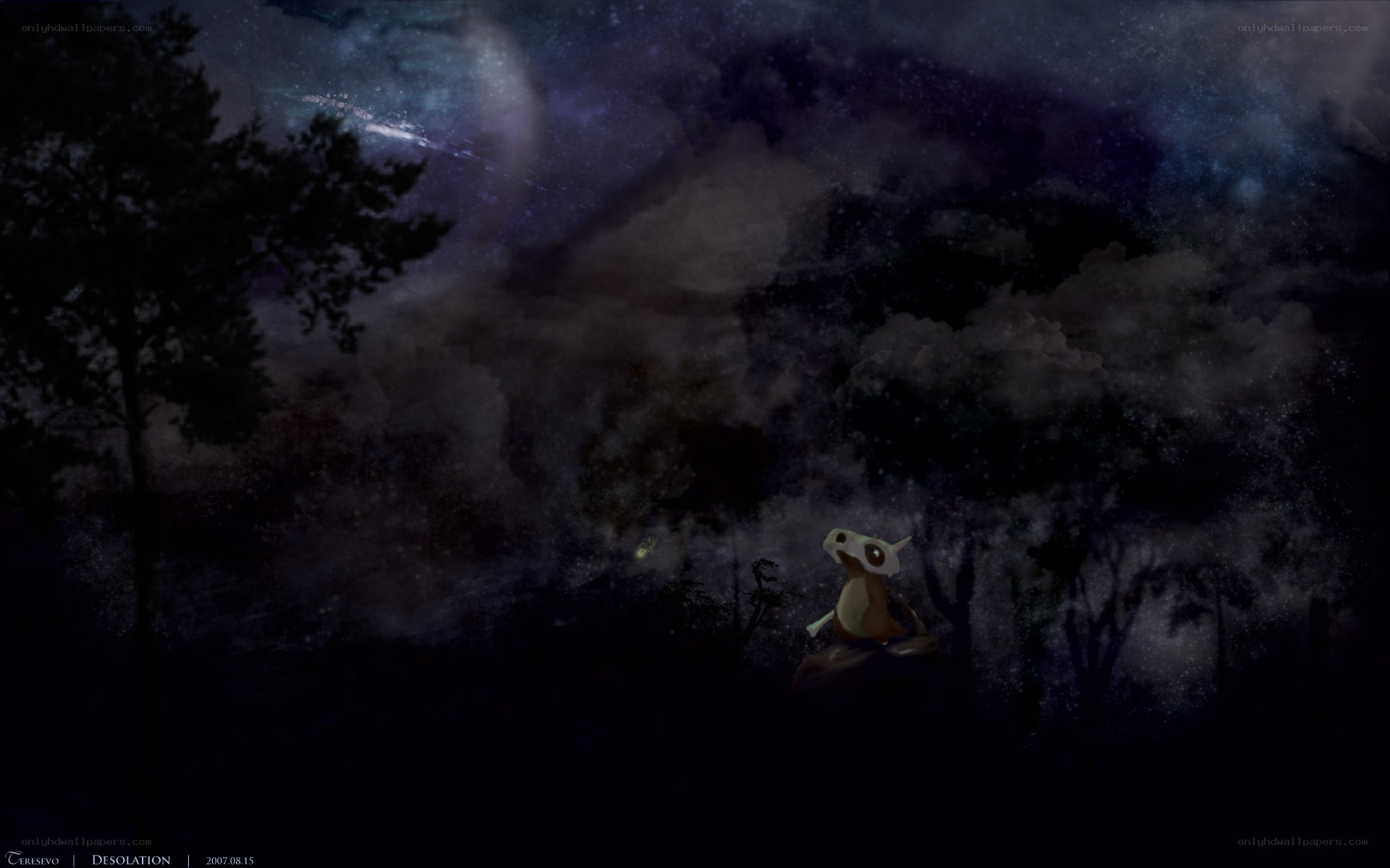 Cubone under the night sky