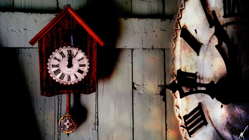 Cuckoo clock and large clock face