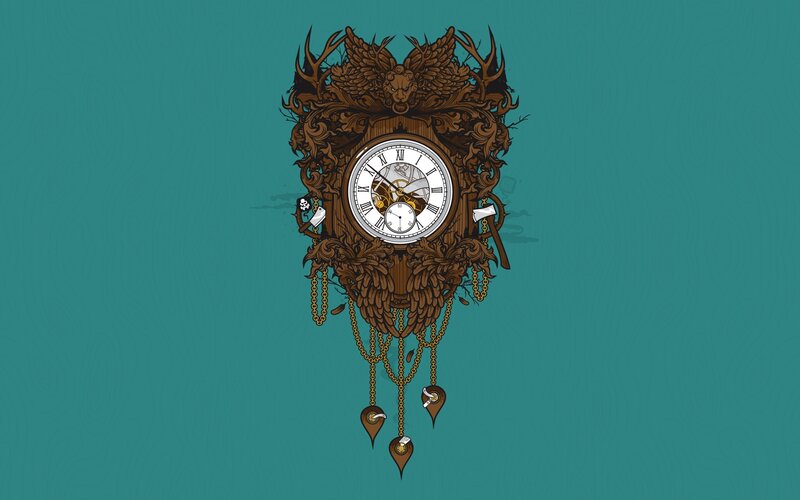 Cuckoo clock with skull and chains