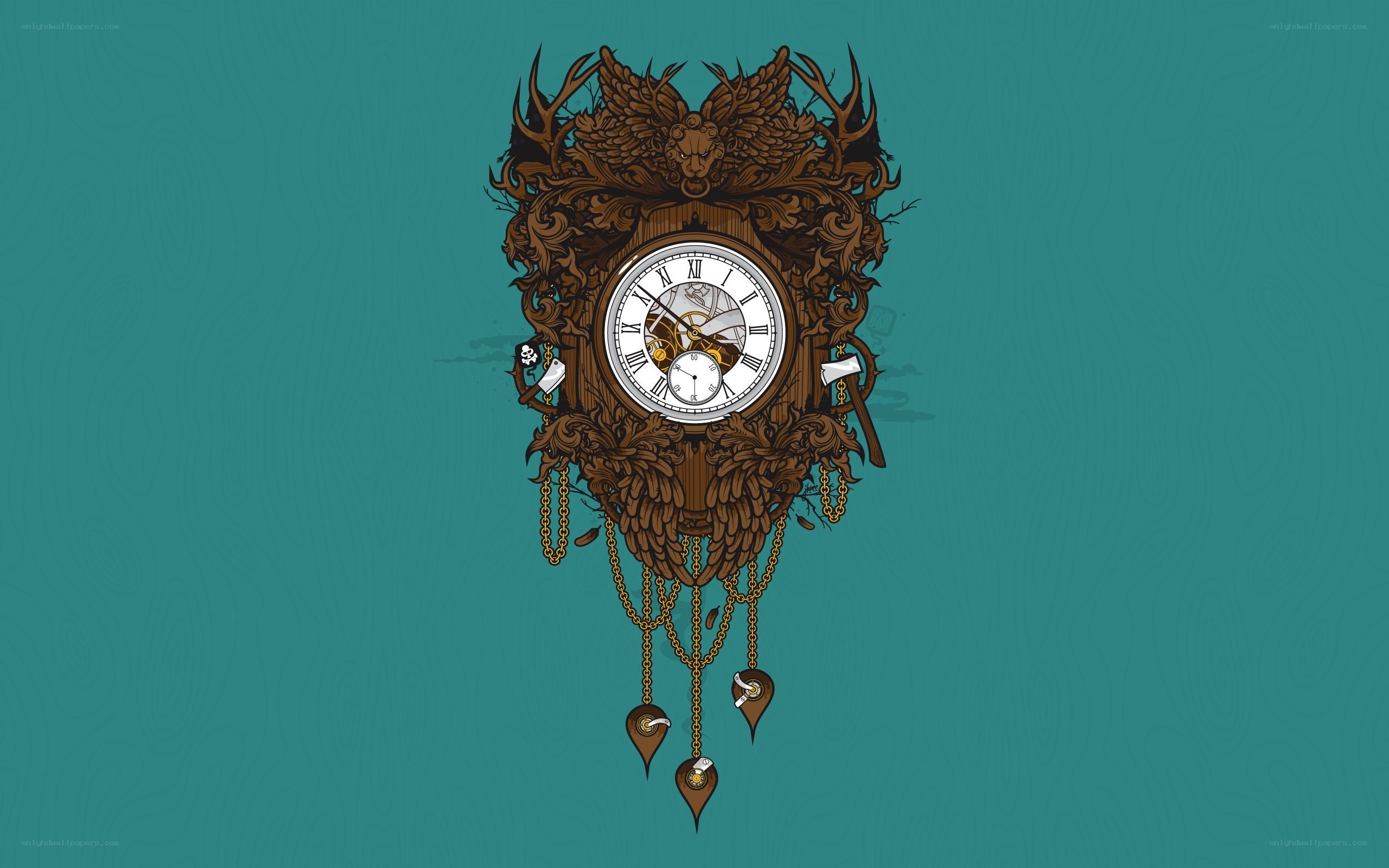 Cuckoo clock with skull and chains