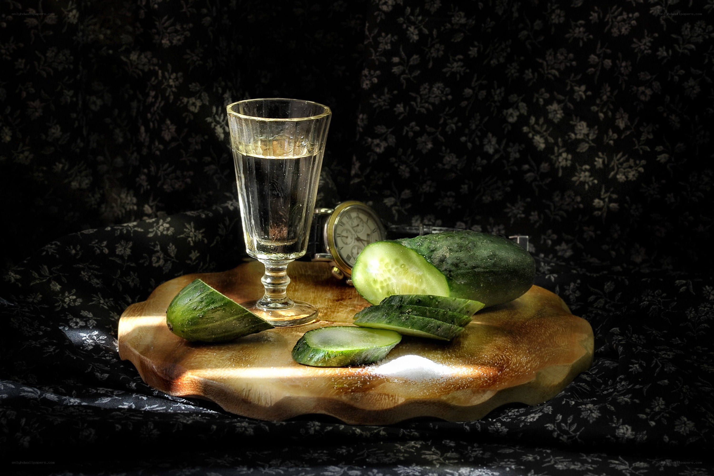 Cucumber and vodka still life
