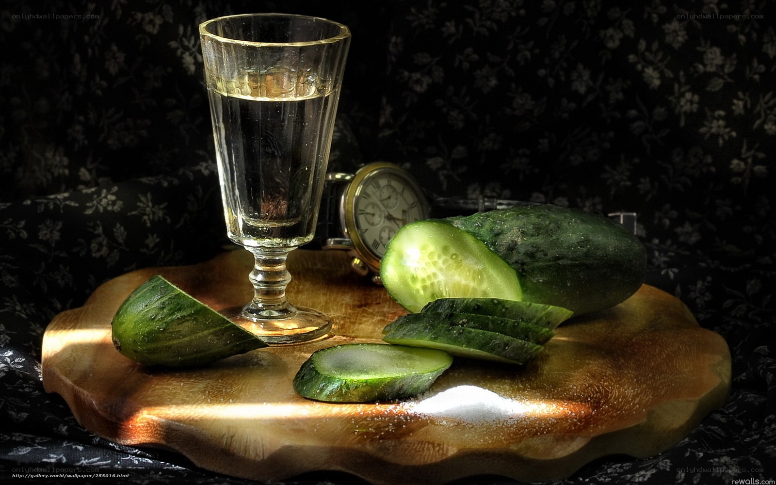 Cucumber and vodka still life