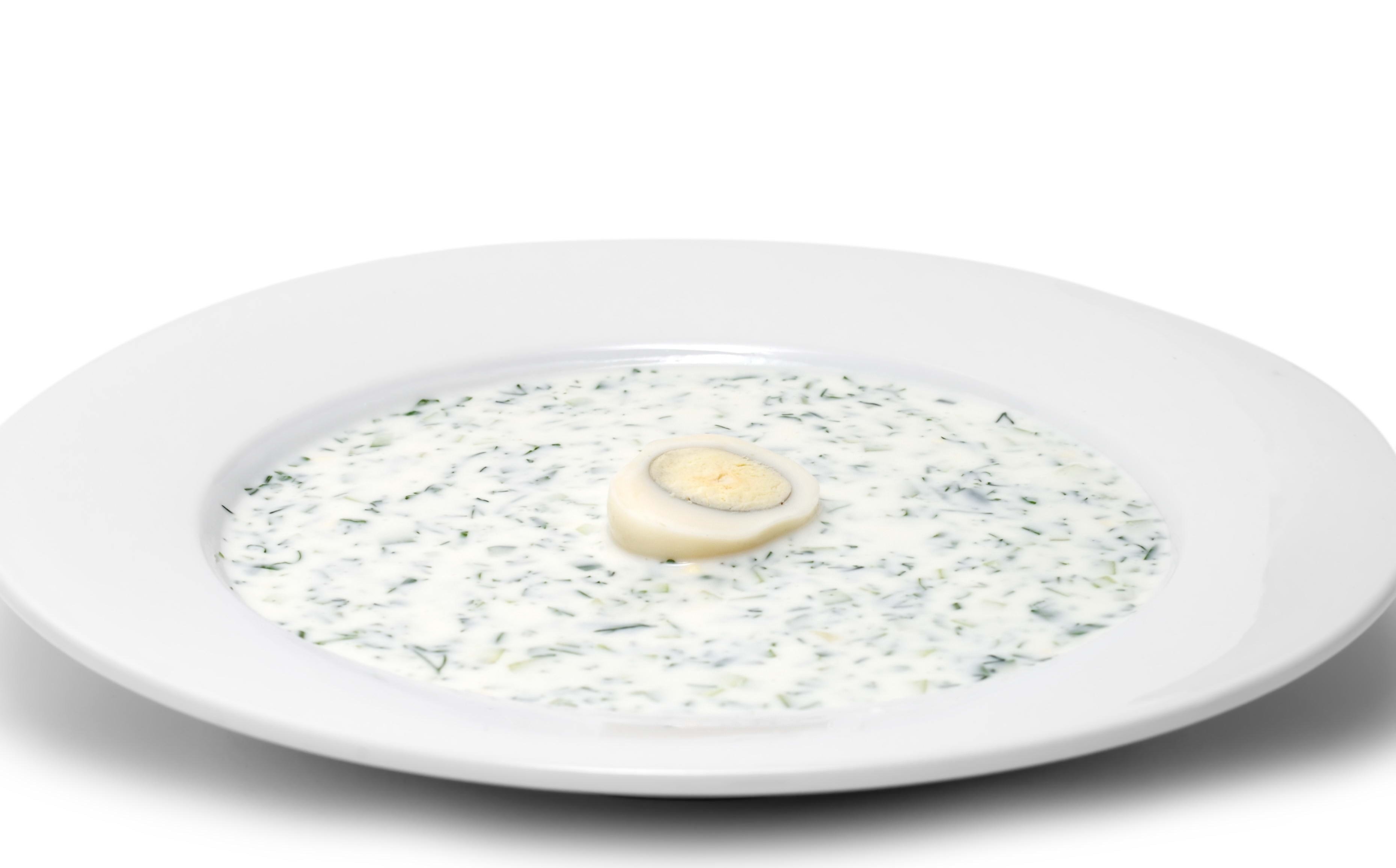 Cucumber dill soup with egg